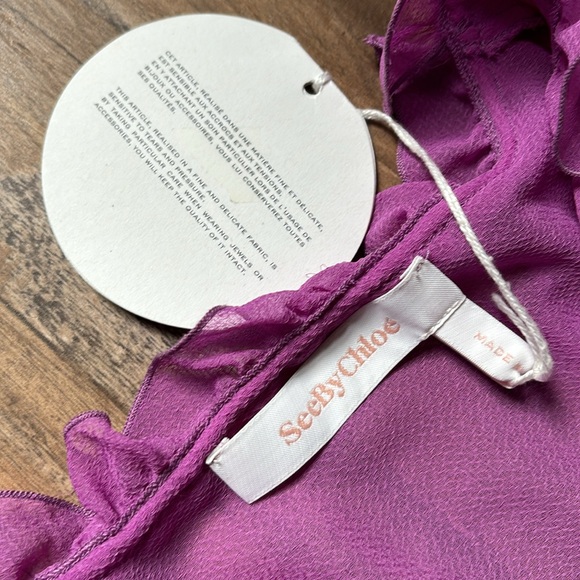 See By Chole Purple Sheer Blouse With Cami NWT Womens Sz 38 US M - Picture 4 of 10